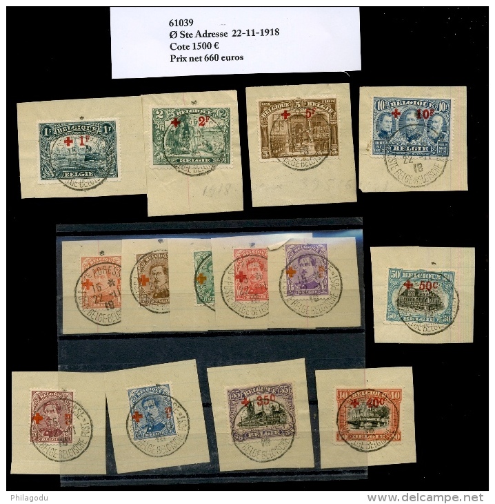 150/163  Oblitéré Ste Adresse  22-11-1918  Cote 1500 Euros   Rarement Proposée - 1918 Cruz Roja
