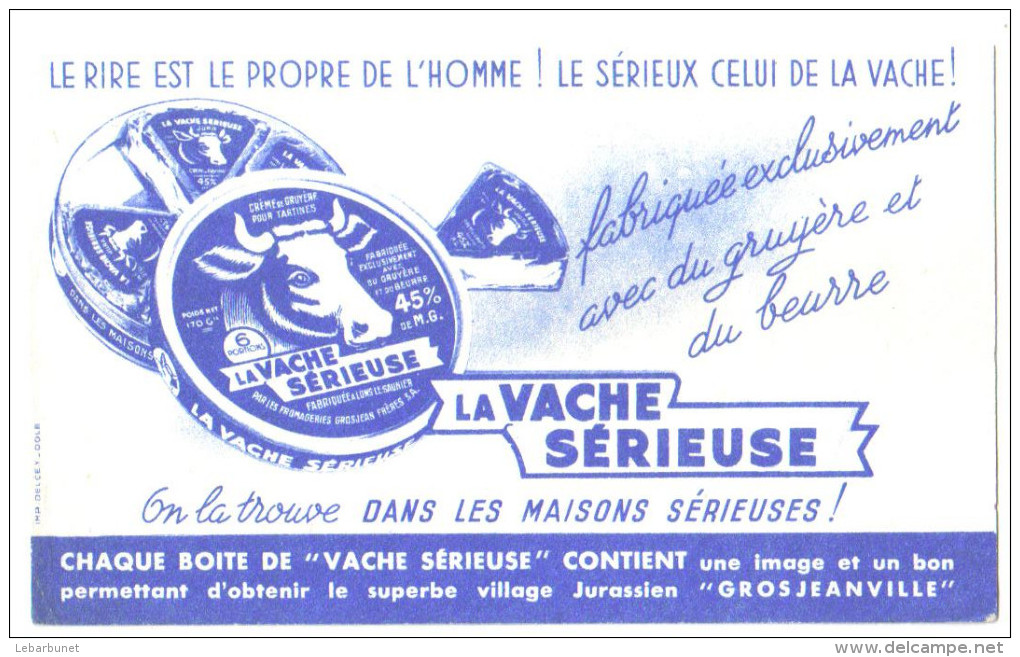 Buvard Ancien Fromage  "La Vache Sérieuse" - F