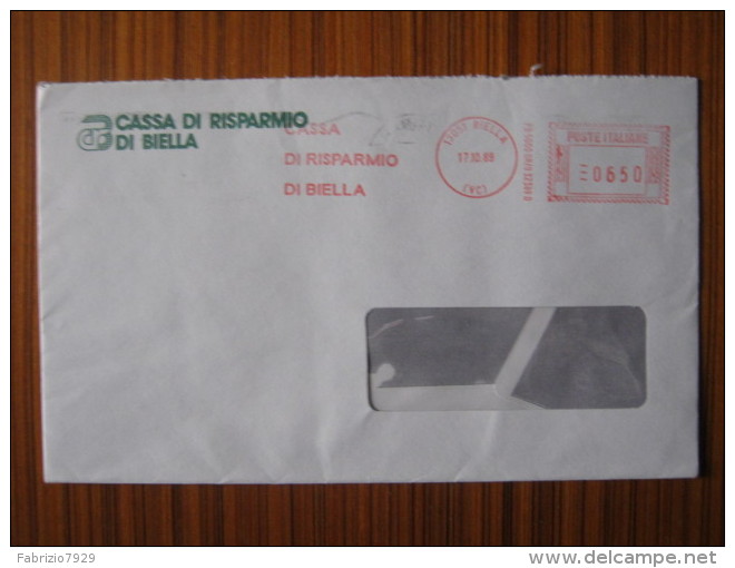 AM1 ITALIA METER STAMP AFFR. MECCANICA MONEY BANCA BANK BANQUE -  1989 BIELLA CASSA RISPARMIO TIPO 3 - Macchine Per Obliterare (EMA)