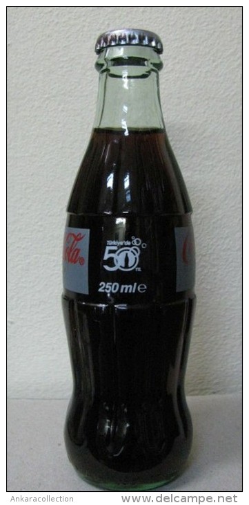 AC - 50th ANNIVERSARY OF COCA COLA LIGHT IN TURKEY EMPTY GLASS BOTTLE & CROWN CAP 250 Ml - Bottles