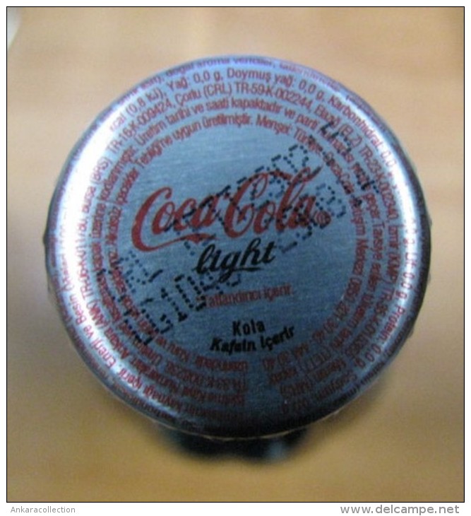 AC - 50th ANNIVERSARY OF COCA COLA LIGHT IN TURKEY EMPTY GLASS BOTTLE & CROWN CAP 250 ml