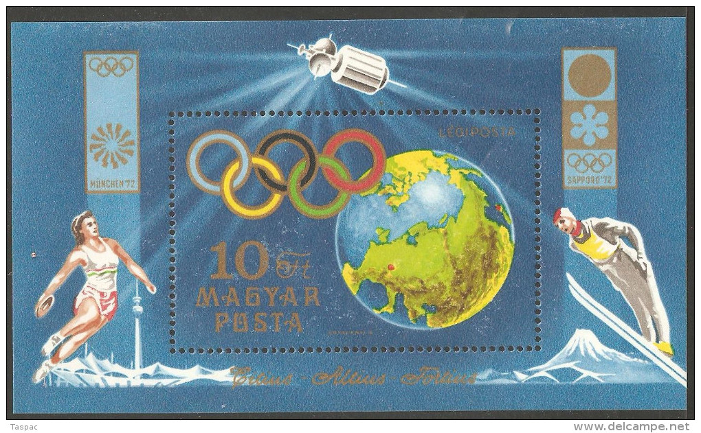 Hungary 1972 Mi# Block 89 A ** MNH - Olympic Games, Munich And Sapporo / Space - Europe