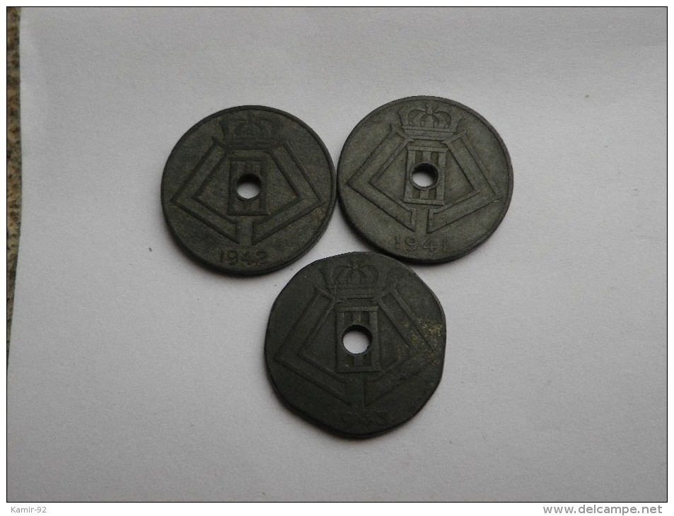 Belgique 3 Pieces De 10 CENTIMES  Zinc       1941 -42- 43 En Etat TBà TTB - 10 Centesimi