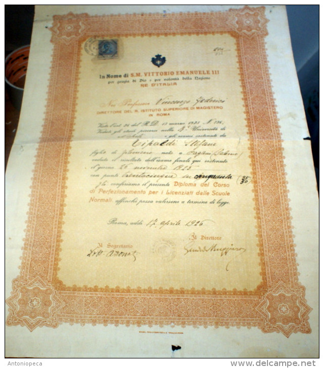 ITALIA REGNO 1926 - DIPLOMA DELL'ISTITUTO SUPERIORE  MAGISTERO DI ROMA - Diplomi E Pagelle