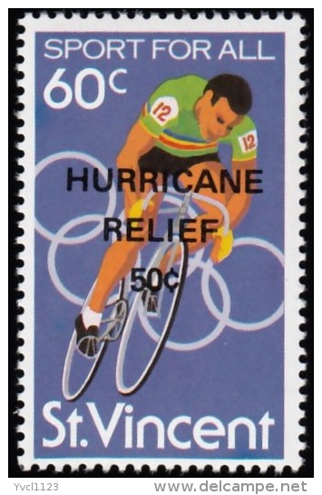 ST. VINCENT - Scott #B6 Bicycling "Overprinted" / Mint NH Stamp - St.Vincent (1979-...)