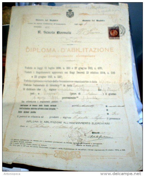 ITALIA REGNO 1920 - DIPLOMA DI ABILITAZIONE  DELLA REGIA SCUOLA NORMALE DI   MAGISTERO DI SALERNO - Diplomi E Pagelle