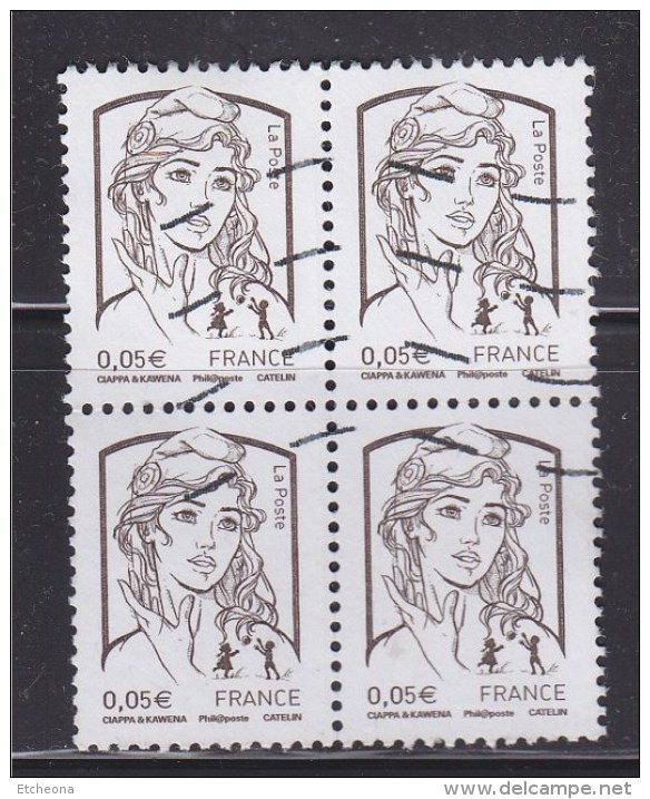 = Marianne Et La Jeunesse Bloc Oblitéré De 4 Timbres N°4764  De Ciappa Et Kawena - 2013-2018 Marianne Van Ciappa-Kawena