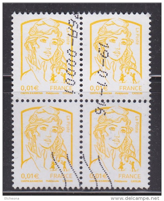 = Marianne Et La Jeunesse Bloc Oblitéré De 4 Timbres N°4763  De Ciappa Et Kawena - 2013-2018 Marianne Van Ciappa-Kawena