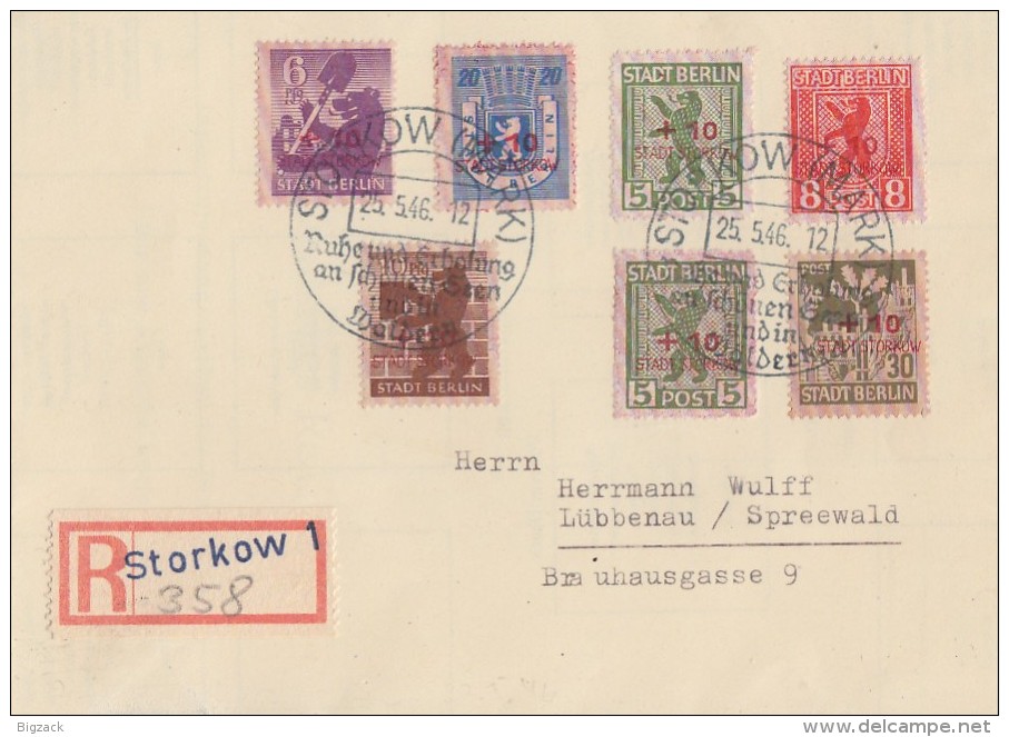 Lokalausgabe Storkow R-Brief Mif Minr.1-8 SST Storkow 25.5.46 Gel. Nach Lübbenau - Sonstige & Ohne Zuordnung