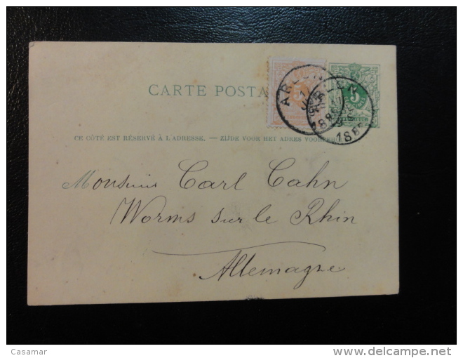 1882 ARLEN TO WORMS SUR LE RHIN Postal Stationery Card Belgium - Tarjetas 1871-1909