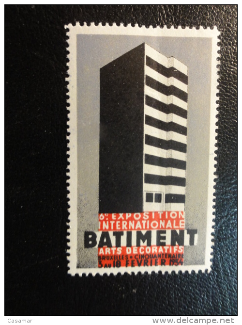 1934 BRUXELLES Expo Int Batiment Arts Decoratifs Label Vignette Poster Stamp Belgium - Erinnophilie [E]