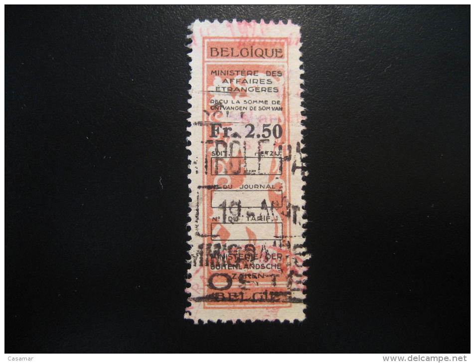 Ministere Des Affaires Etrangeres 2.50 Fr. Timbre Revenue Fiscal Tax Postage Due Official BELGIUM Belgie Belgique - Stamps