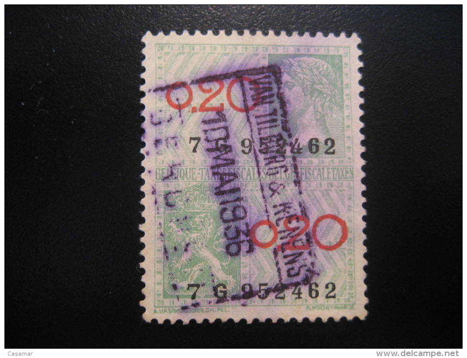 1936 Van Tilborg Kenens 0.20 Taxes Fiscales Lion Timbre Revenue Fiscal Tax Postage Due Official BELGIUM Belgie Belgique - Sellos