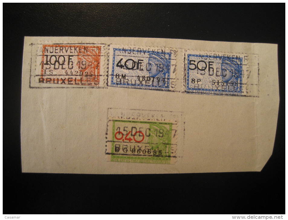 BRUXELLES 1947 Fragment 4 Fiscales Timbre Revenue Fiscal Tax Postage Due Official BELGIUM - Documents