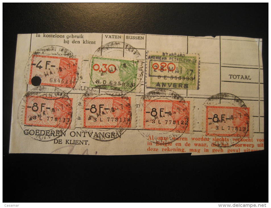 ANVERS American Petroleum 1947 Fragment 6 Fuel Geology Fiscales Timbre Revenue Fiscal Tax Postage Due Official BELGIUM - Documents