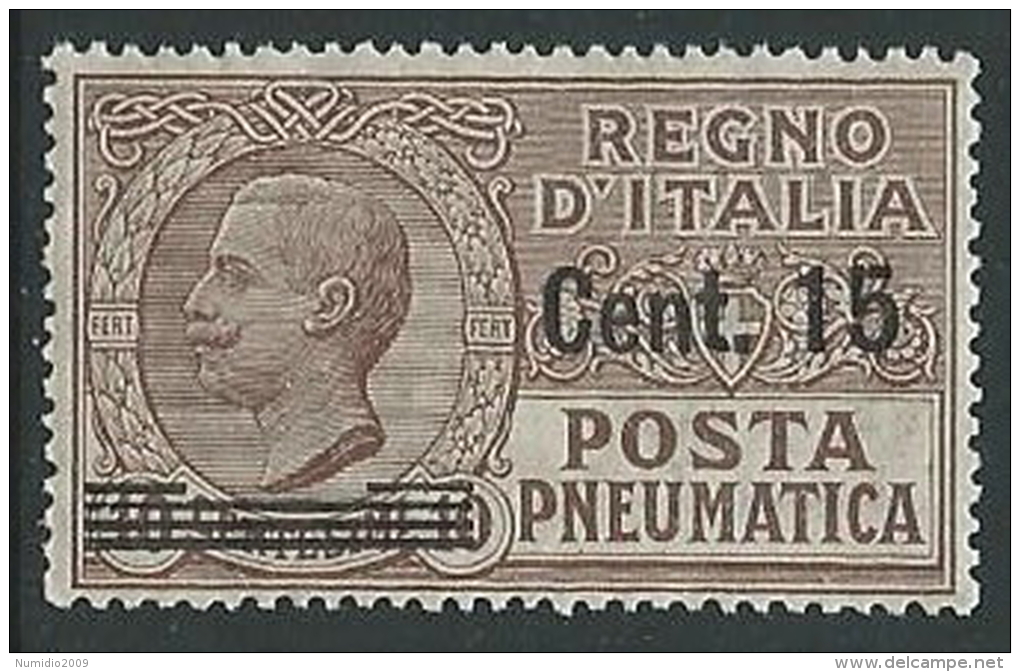 1924-25 REGNO POSTA PNEUMATICA SOPRASTAMPATO 15 SU 10 CENT MNH ** - M2-8 - Pneumatic Mail