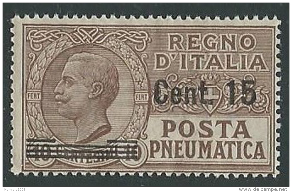 1924-25 REGNO POSTA PNEUMATICA SOPRASTAMPATO 15 SU 10 CENT MNH ** - M3 - Poste Pneumatique