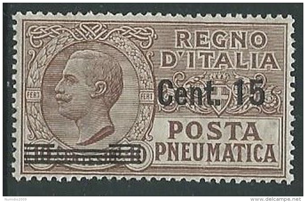 1924-25 REGNO POSTA PNEUMATICA SOPRASTAMPATO 15 SU 10 CENT MNH ** - M3-7 - Pneumatic Mail