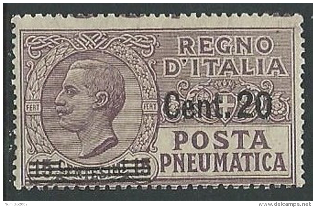 1927 REGNO POSTA PNEUMATICA SOPRASTAMPATO 20 SU 15 CENT MNH ** - M2-2 - Pneumatic Mail