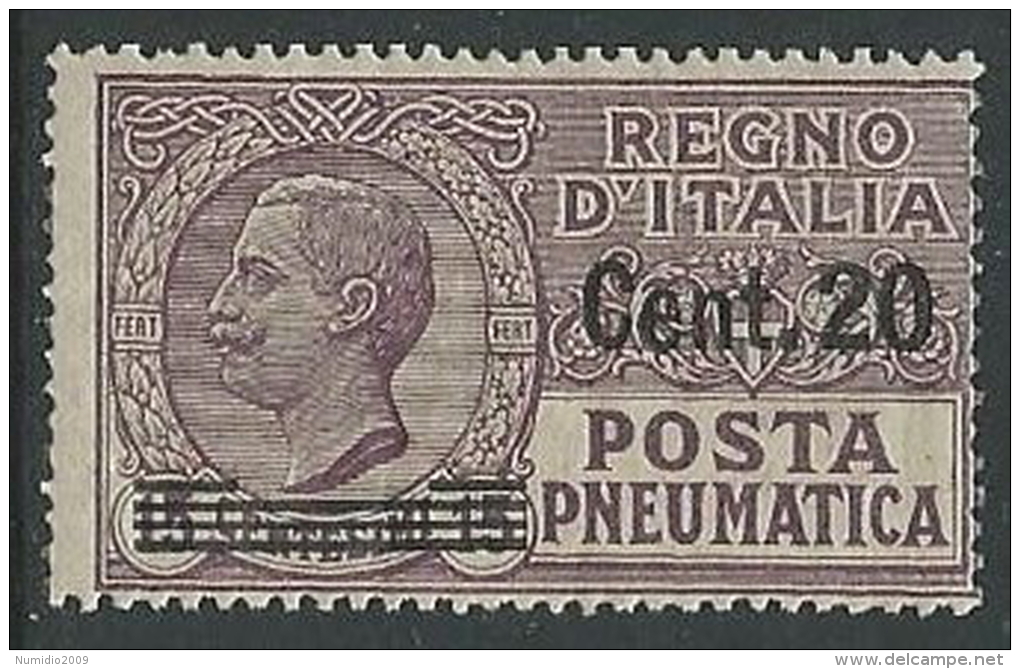 1927 REGNO POSTA PNEUMATICA SOPRASTAMPATO 20 SU 15 CENT MNH ** - M2-3 - Pneumatic Mail