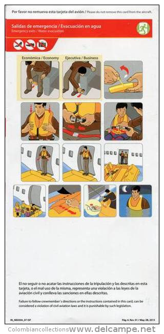 Lote TSA48, Colombia, Avianca, Boeing 787, Tarjeta De Seguridad, Safety Card - Fichas De Seguridad