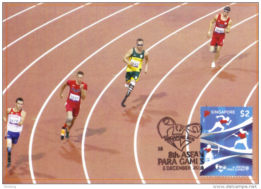 17D : Singapore Paralympics,disable Handicapped,running Race Sport, Maximum Card,Maxicard,MC - Athletics