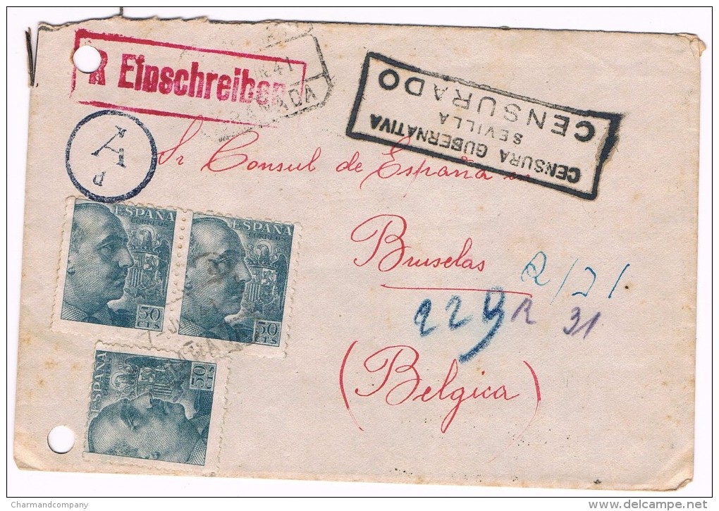 1941, De Sevilla à Bruxelles - 2 Scans - Guerre 40-45 (Lettres & Documents)