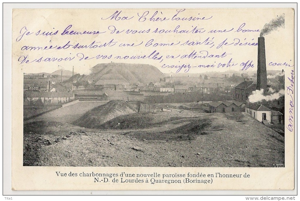 1 - Vue Des Charbonnages D'une Nouvelle Paroisse Fondée En L' Honneur De N.-D. De Lourdes à Quaregnon - Quaregnon