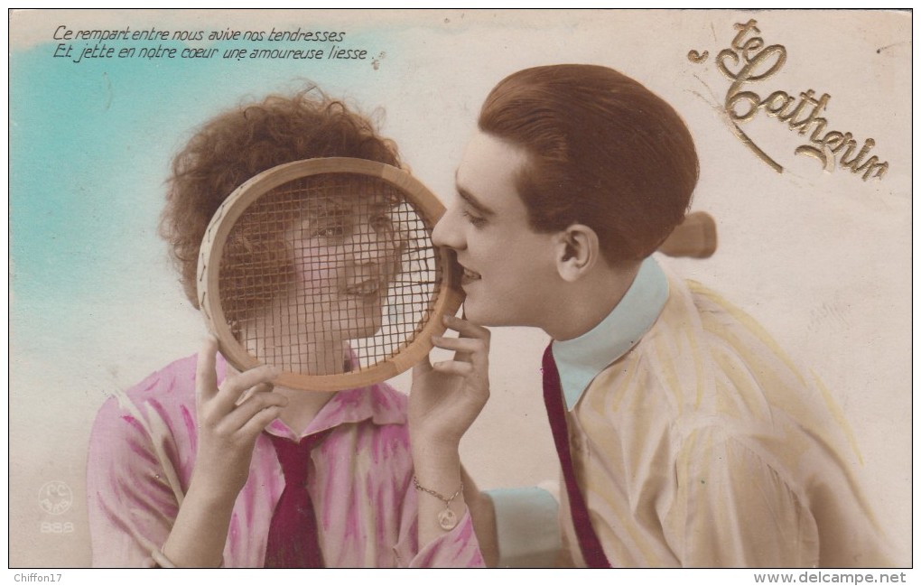 CPA  COUPLE Amoureux  Tennis   Ste Catherine - Tenis