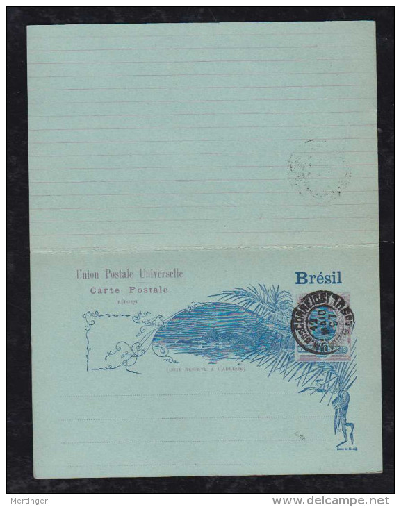 Brazil 1897 BP-52 EP 80R Stationery Answer Card Postmark - Entiers Postaux