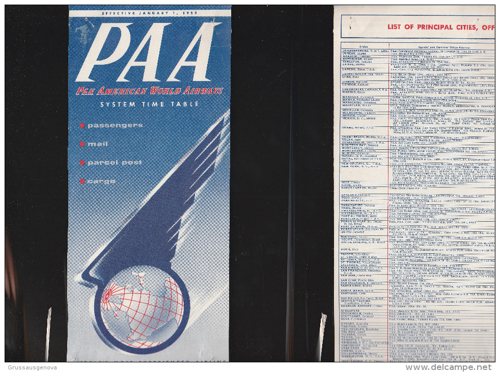 DOC2) PAA PAN AMERICANWORLD AIRWAYS HALF TIMETABLE 1955 HALF ONLY TIMETABLE - Altri & Non Classificati