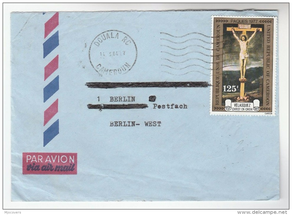 1984 Air Mail CAMEROUN COVER Stamps 125f EASTER Crucifixiion RELIGION Art To Germany  Cameroon - Cameroon (1960-...)