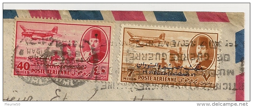 Par Avion An 1952, EGYPTE - Poste Aérienne Y&T N°46 (x2), Depuis Hôpital Cie Du Canal - ISMALIA - Poste Aérienne