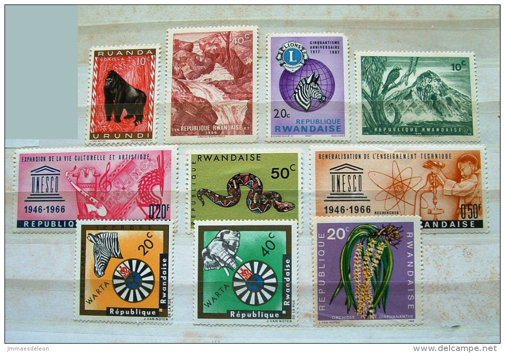 Ruanda-Urundi + Rwanda 1959 - 1968 Gorilla UNESCO Elephant Zebra Flowers Snake Music Nuclear Bird Mountain - Used Stamps