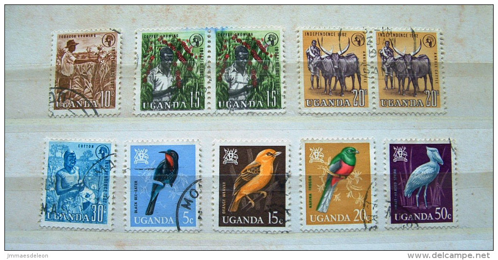 Uganda 1962 - 1965 Cotton Tobacco Coffee Buffalo Birds - Oeganda (1962-...)