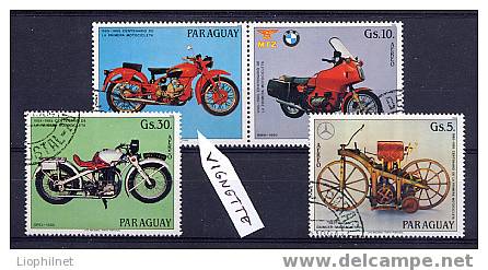 PARAGUAY 1984, MOTOS, 3 Valeurs + Vignette, Oblitérés. R967 - Motos