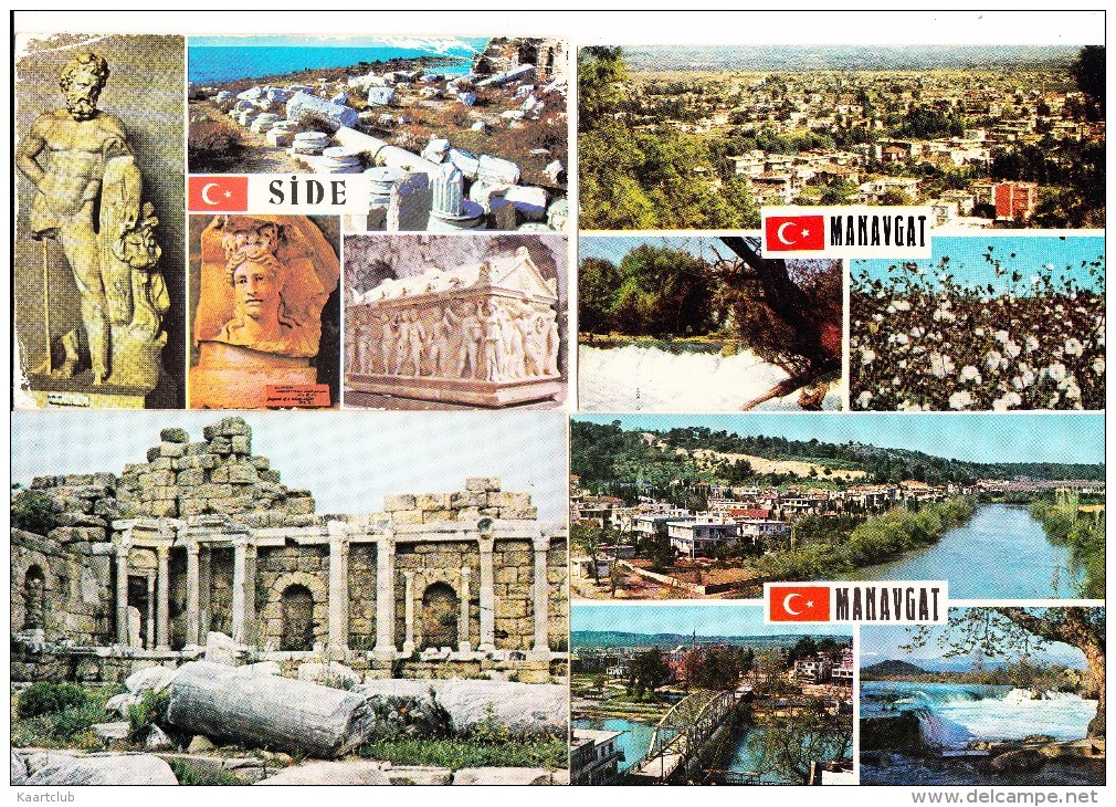 4 POSTCARDS:   ´Side & Manavgat´ -  Turkey/Türkiye   (2 Scans) - Turkije