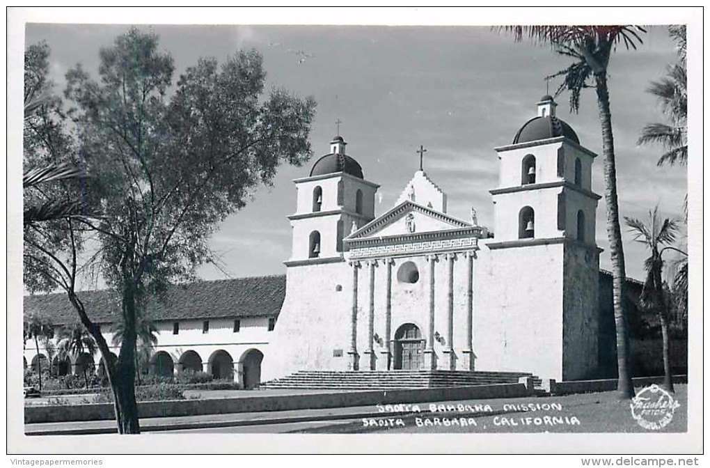 261945-California, Santa Barbara, RPPC, Santa Barbara Mission, Frashers Photo - Santa Barbara