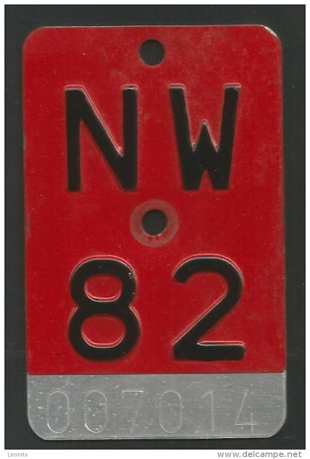 Velonummer Nidwalden NW 82 - Plaques D'immatriculation