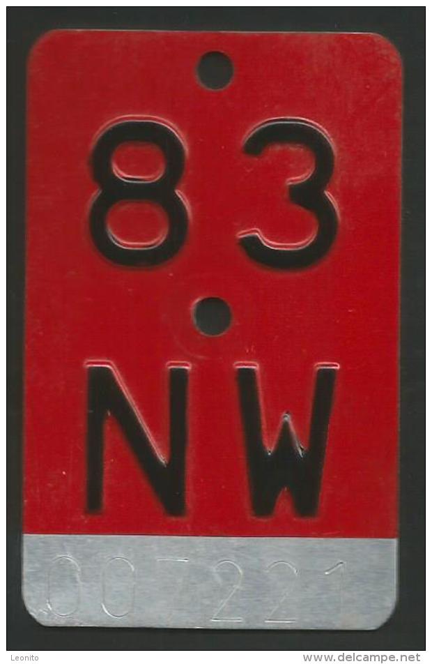 Velonummer Nidwalden NW 83 - Number Plates