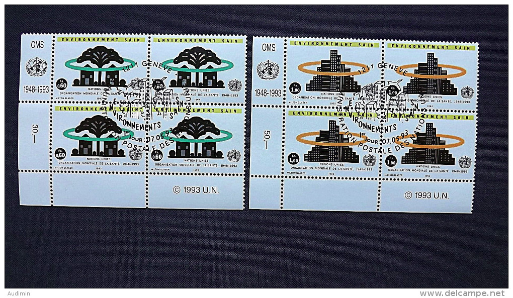 UNO-Genf 231/2 Eckrandviererblock ´C´, Oo/ESST, 45 Jahre Weltgesundheitsorganisation (WHO) - Used Stamps