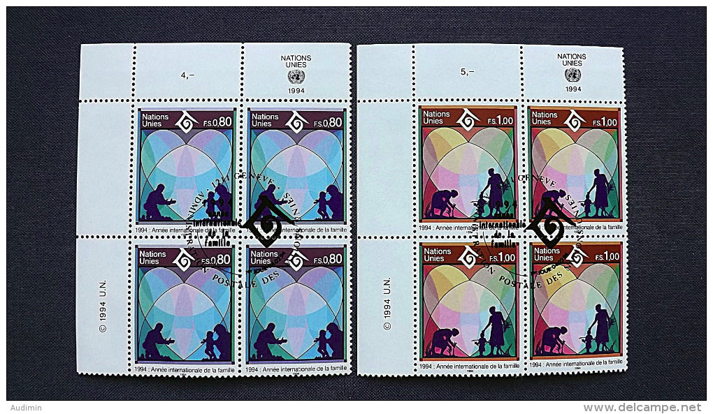 UNO-Genf 243/4 Eckrandviererblock ´A´, Oo/ESST, Internationales Jahr Der Familie - Used Stamps