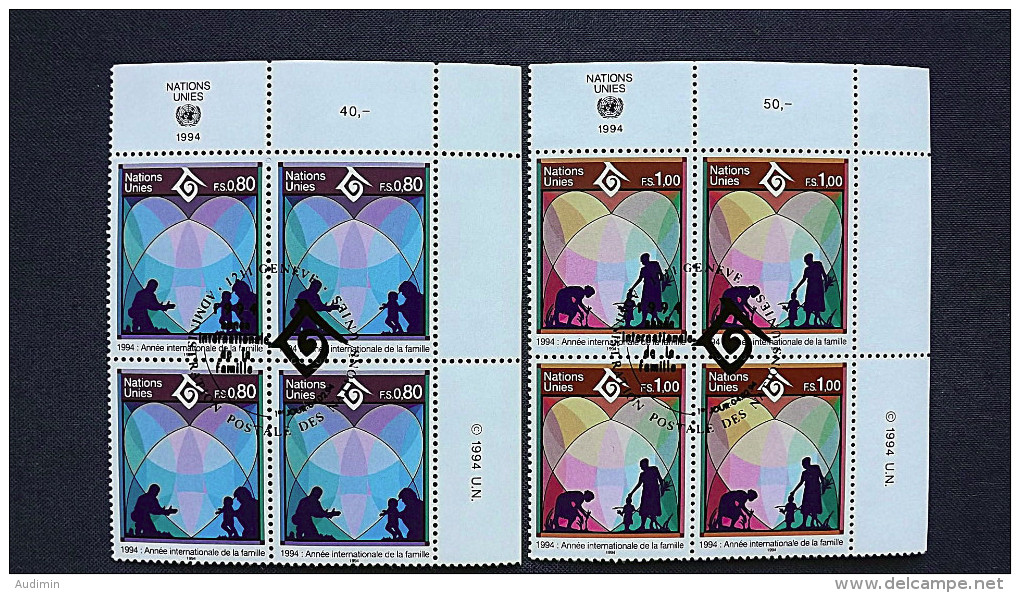 UNO-Genf 243/4 Eckrandviererblock ´B´, Oo/ESST, Internationales Jahr Der Familie - Used Stamps