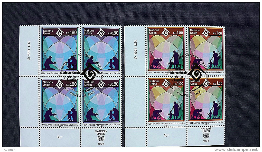 UNO-Genf 243/4 Eckrandviererblock ´C´, Oo/ESST, Internationales Jahr Der Familie - Used Stamps