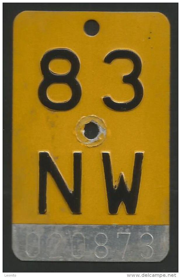 Velonummer Mofanummer Gelb Nidwalden NW 83 - Number Plates