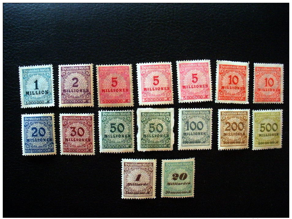 Lot De 16 Timbres Deutsches Reich 1923 Inflation (Millionen, Milliarden) - Other & Unclassified