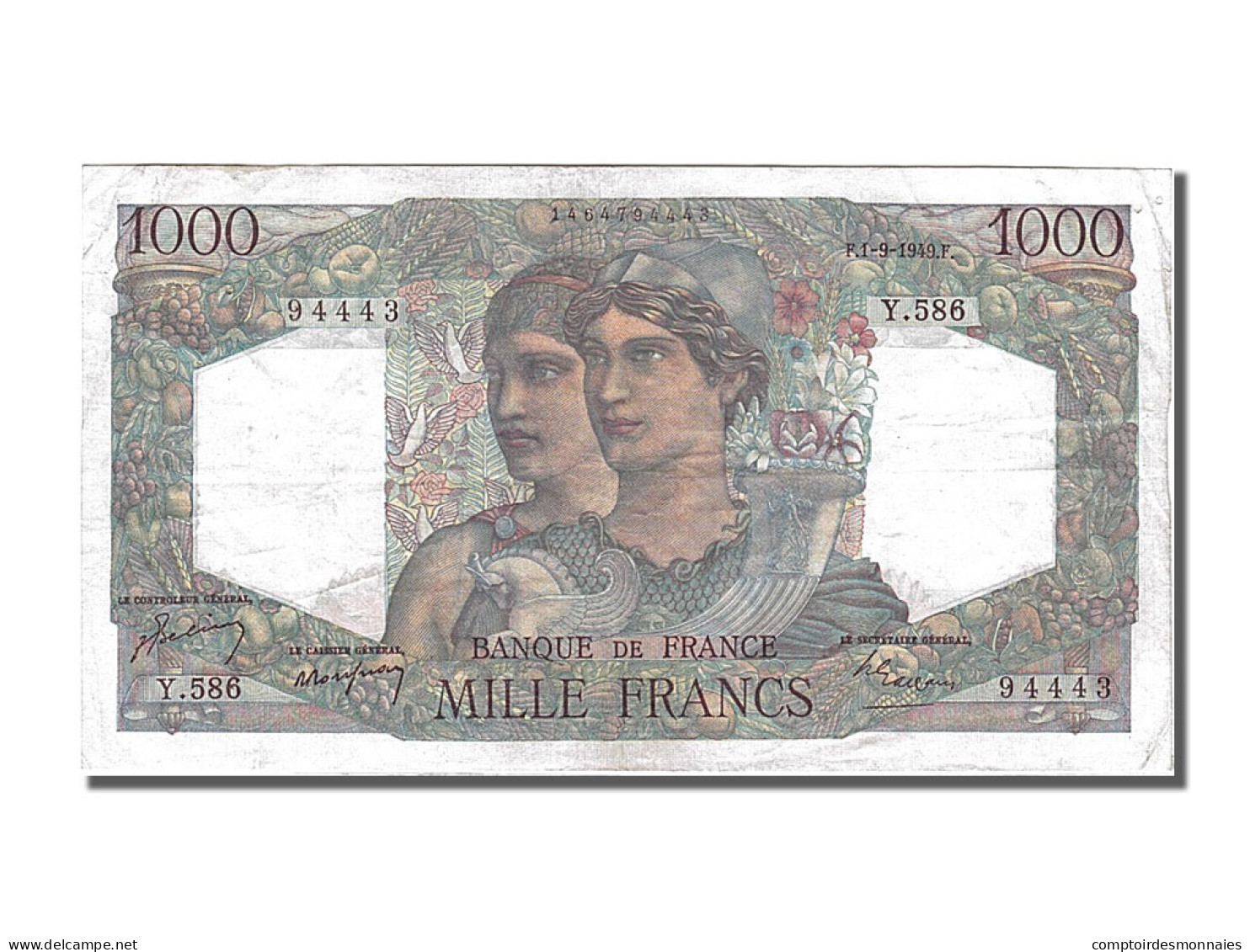 Billet, France, 1000 Francs, 1 000 F 1945-1950 ''Minerve Et Hercule'', 1949 - 1 000 F 1945-1950 ''Minerve Et Hercule''