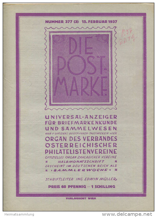 Die Post-Marke - Universal-Anzeiger Für Briefmarkenkunde - Verband Der Österreichischen Philatelisten Vereine - Februar - Tedesche (prima Del 1940)