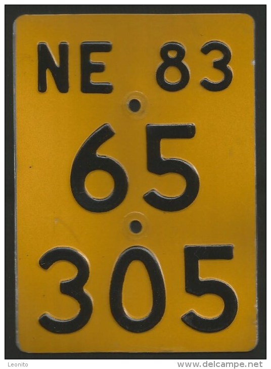 Velonummer Mofanummer Neuenburg NE 83 - Placas De Matriculación