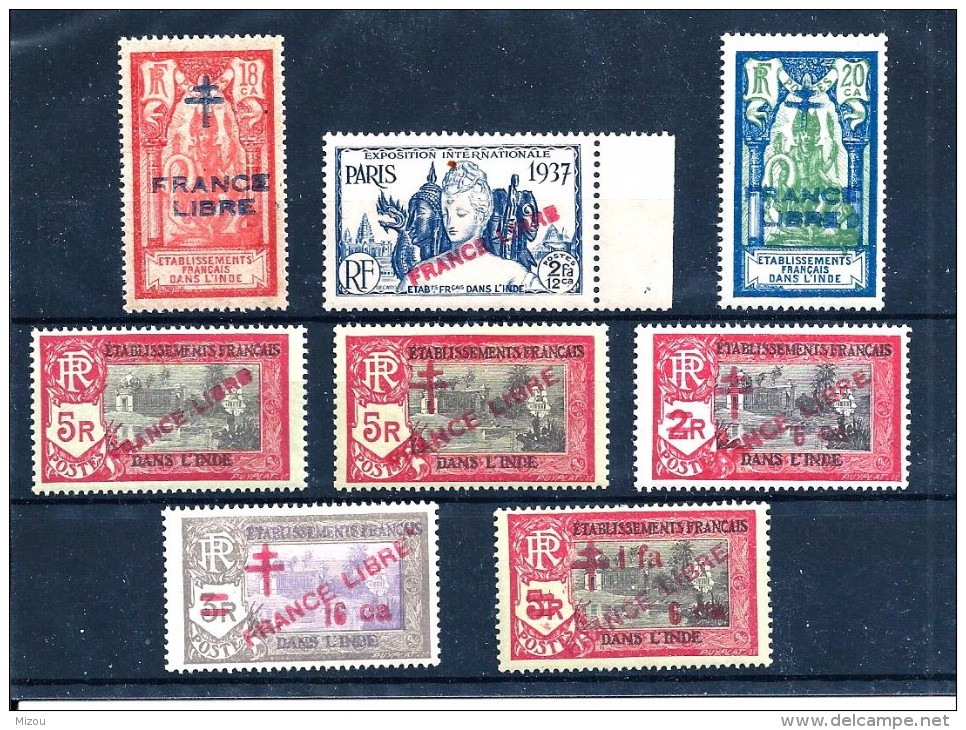 Col.Fr.- Inde N° 150-155-170-181-182a-203-209-212 -neufs Sans Charnière - ( Côte: 44.25€ ) - Unused Stamps